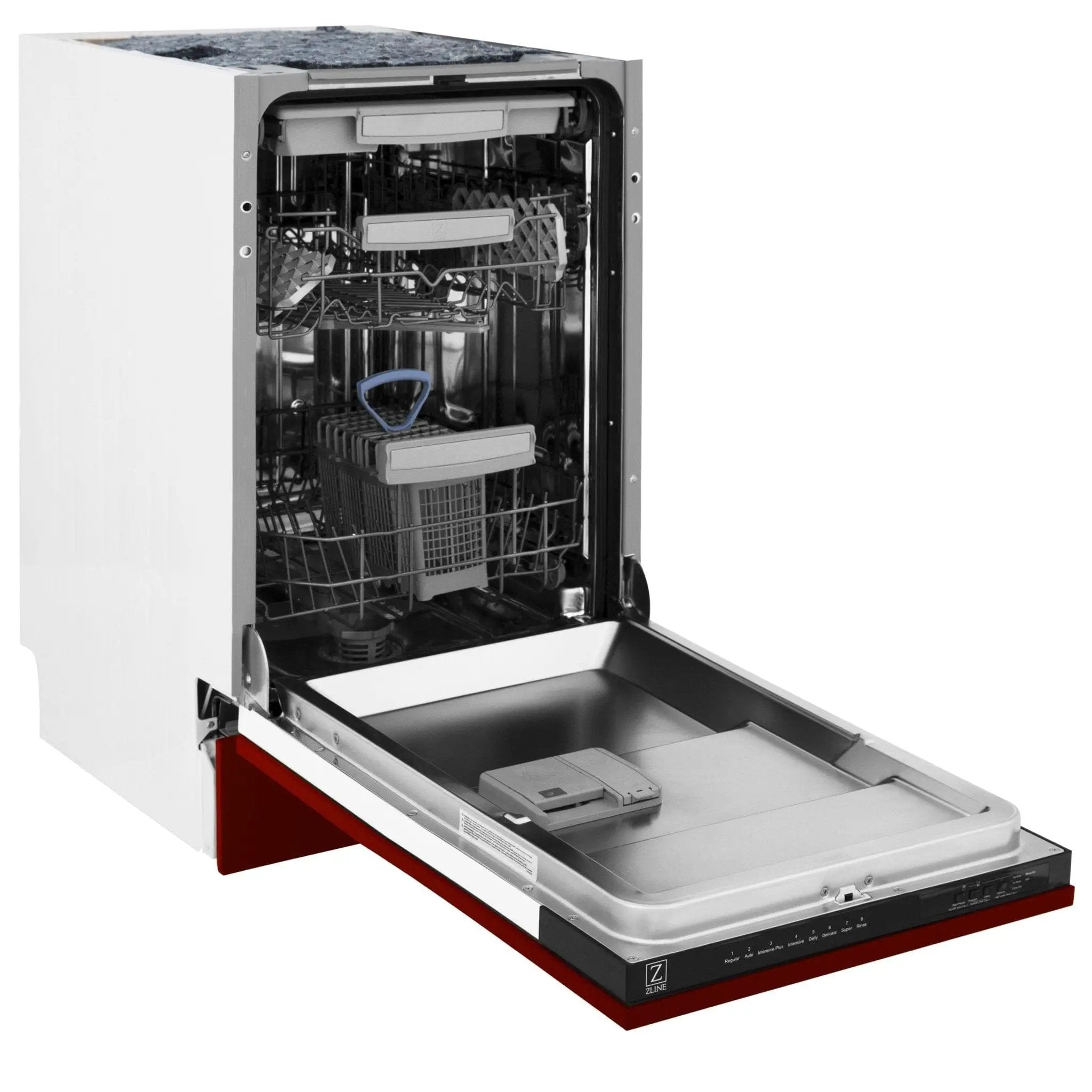 ZLINE 18" Dishwasher, Red Gloss panel, Stainless Tub, DWV-RG-18 by Farmhouse Kitchen and Bath