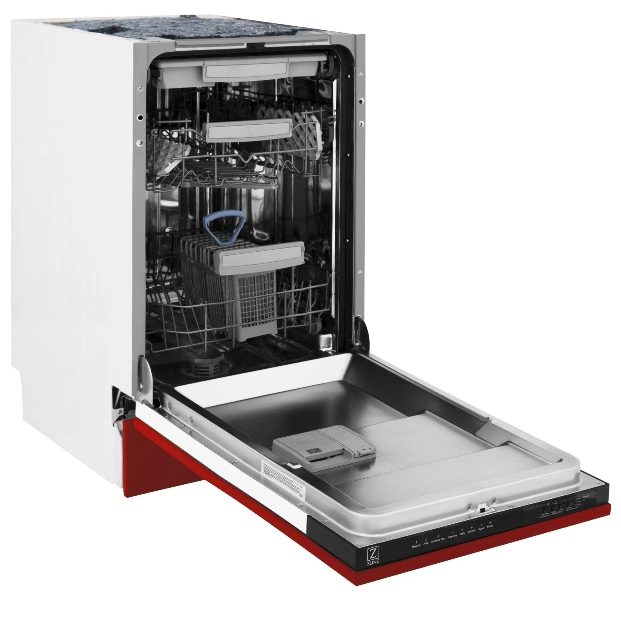 ZLINE 18" Dishwasher, Red Matt panel, Stainless Tub, DWV-RM-18 by Farmhouse Kitchen and Bath