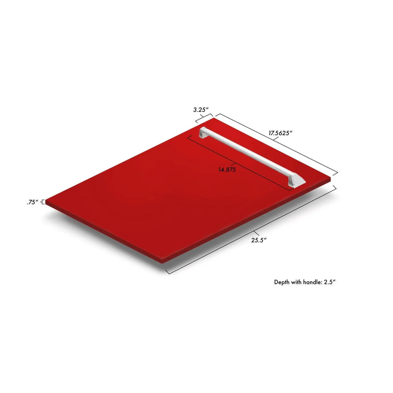ZLINE 18" Dishwasher, Red Matt panel, Stainless Tub, DWV-RM-18 by Farmhouse Kitchen and Bath