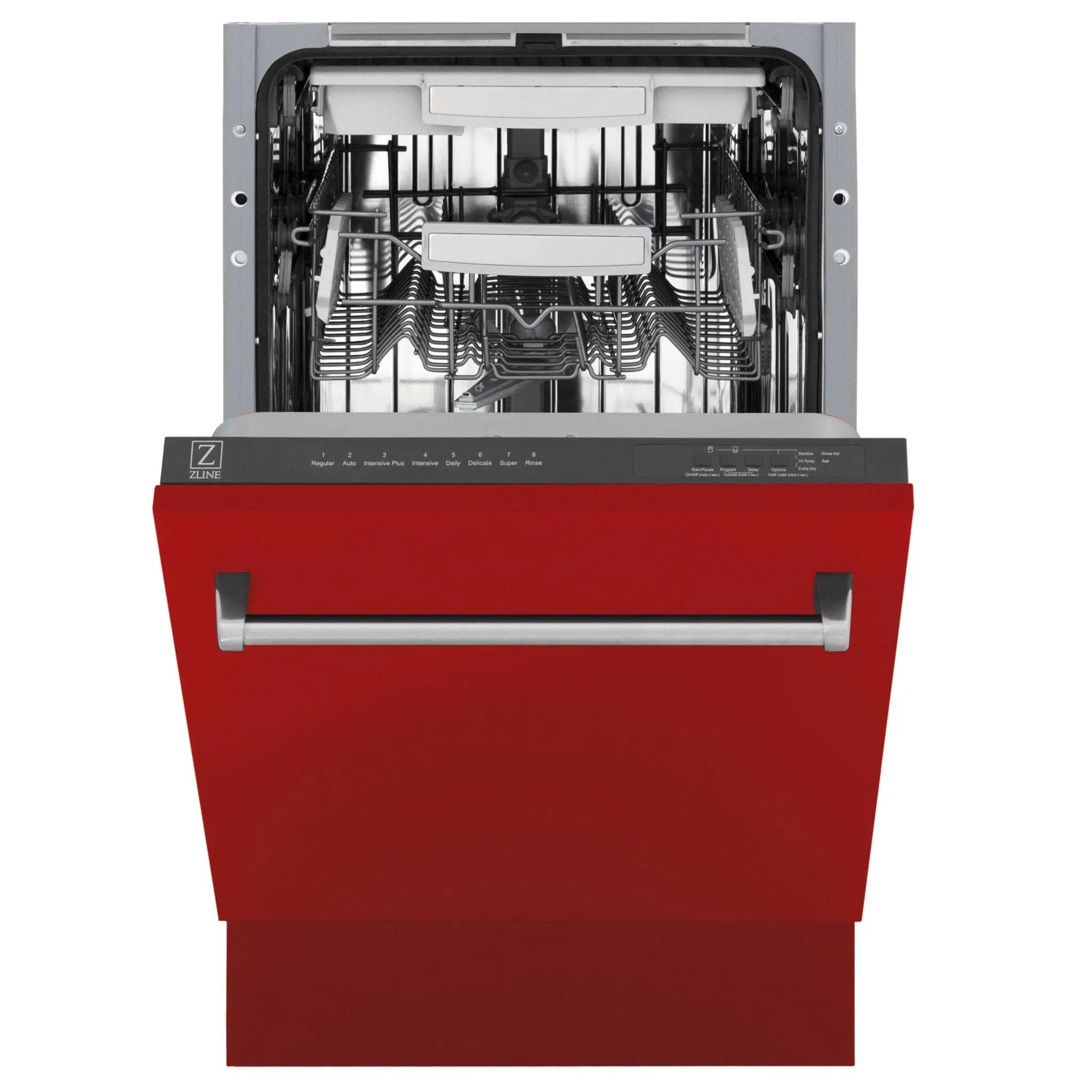 ZLINE 18" Dishwasher, Red Matt panel, Stainless Tub, DWV-RM-18 by Farmhouse Kitchen and Bath