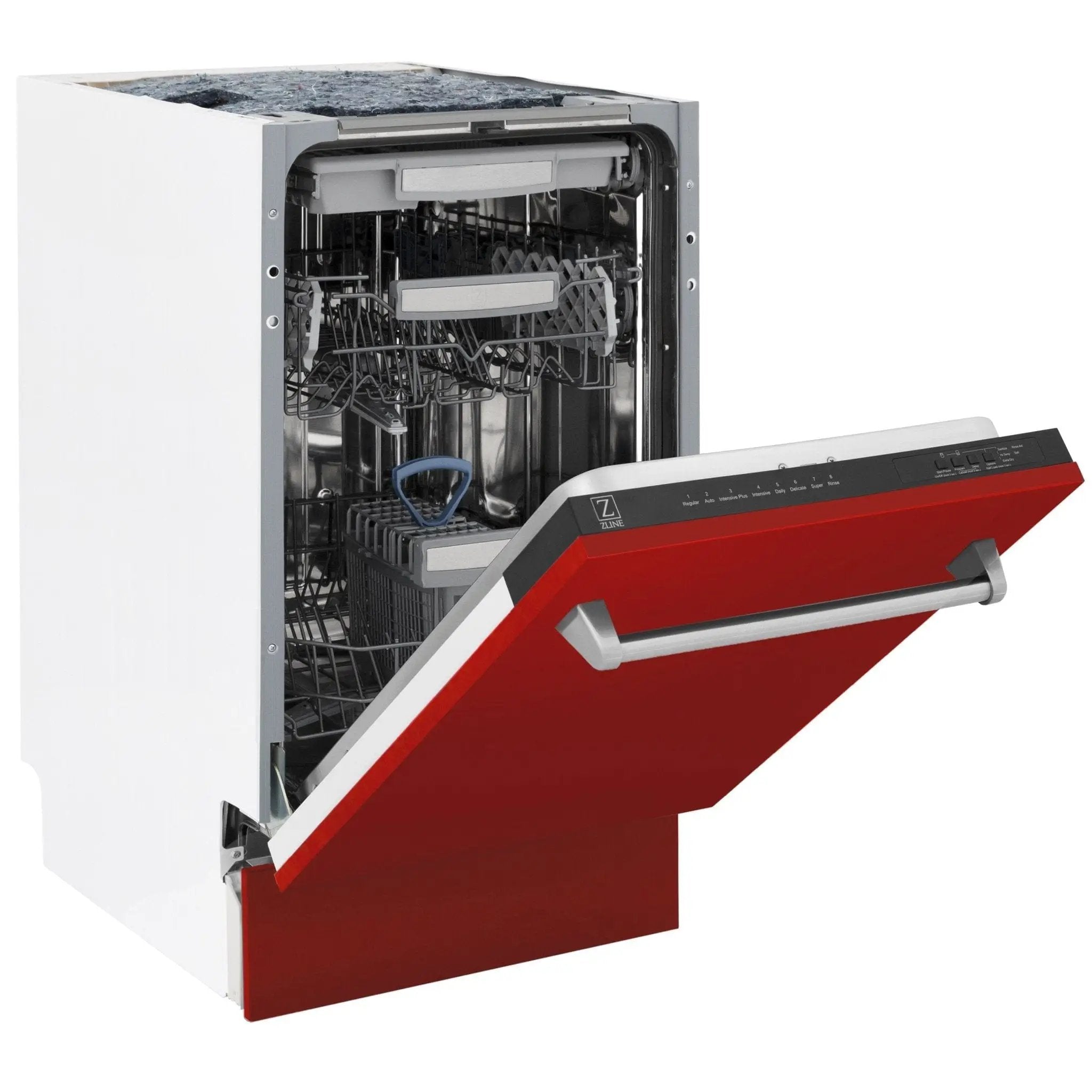 ZLINE 18" Dishwasher, Red Matt panel, Stainless Tub, DWV-RM-18 by Farmhouse Kitchen and Bath