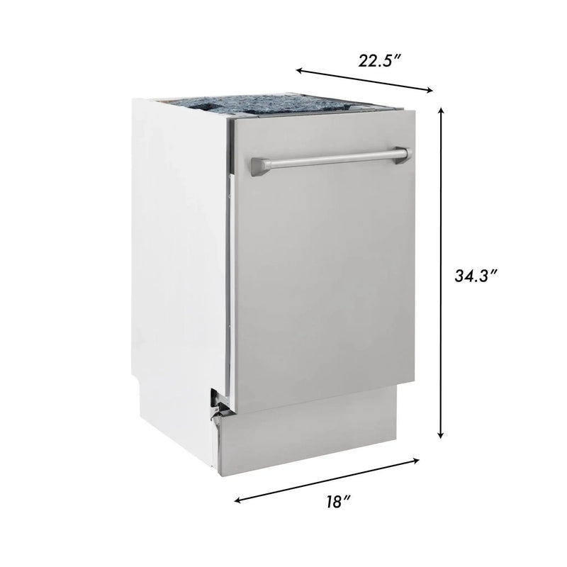 ZLINE 18 in. Tallac Series 3rd Rack Top Control Dishwasher in a Stainless Steel Tub DWV-BS-18 by Farmhouse Kitchen and Bath