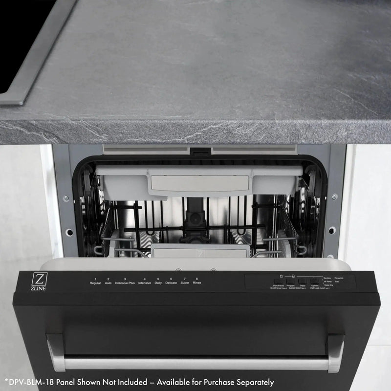 ZLINE 18" Tallac Series 3rd Rack Top Control Dishwasher in Custom Panel Ready with Stainless Steel Tub, DWV-UF-18 by Farmhouse Kitchen and Bath