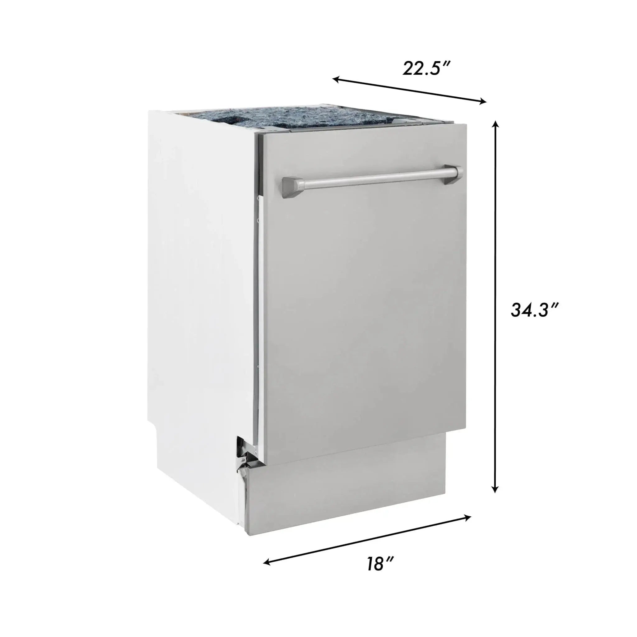 ZLINE 18" Tallac Series 3rd Rack Top Control Dishwasher in Custom Panel Ready with Stainless Steel Tub, DWV-UF-18 by Farmhouse Kitchen and Bath