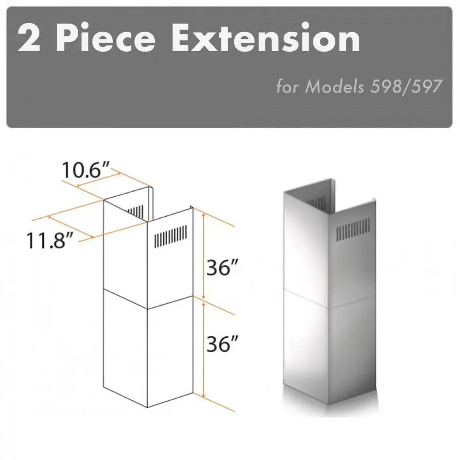 ZLINE 2 Piece Chimney Extension, 2PCEXT-587/597 by Farmhouse Kitchen and Bath