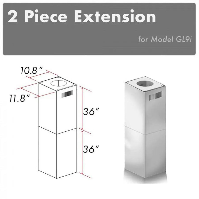 ZLINE 2 Piece Chimney Extension for 10'-12' Ceiling, 2PCEXT-GL9i by Farmhouse Kitchen and Bath