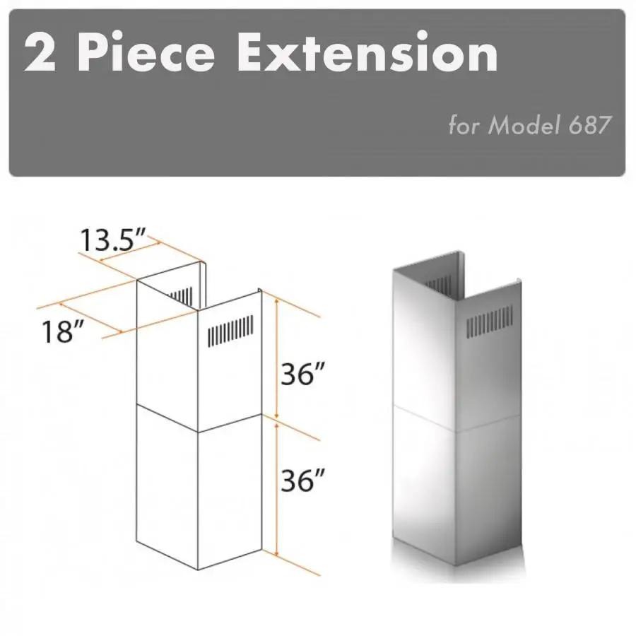 ZLINE 2 Piece Chimney Extension for 12' Ceiling, 2PCEXT-687 by Farmhouse Kitchen and Bath