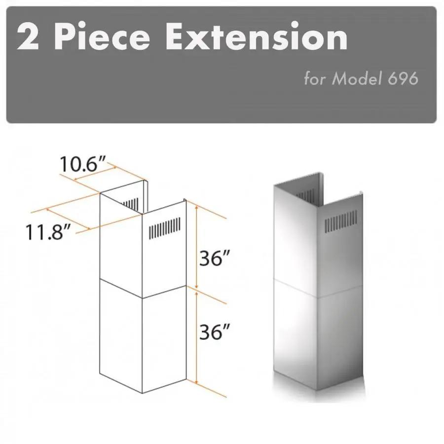 ZLINE 2 Piece Chimney Extension for 12' Ceiling, 2PCEXT-696 by Farmhouse Kitchen and Bath