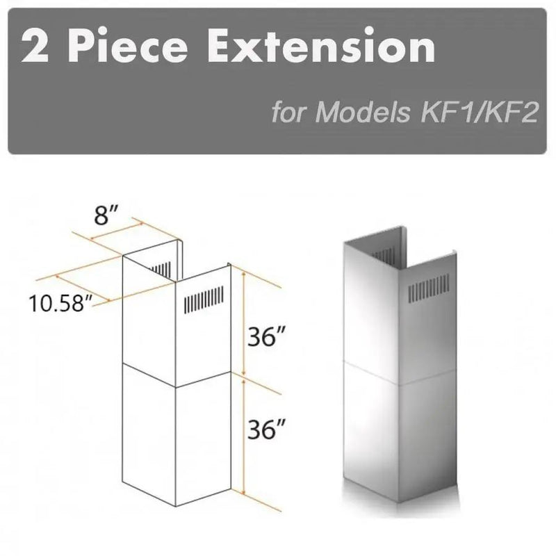 ZLINE 2 Piece Chimney Extension for 12' Ceiling, 2PCEXT-KF1 by Farmhouse Kitchen and Bath