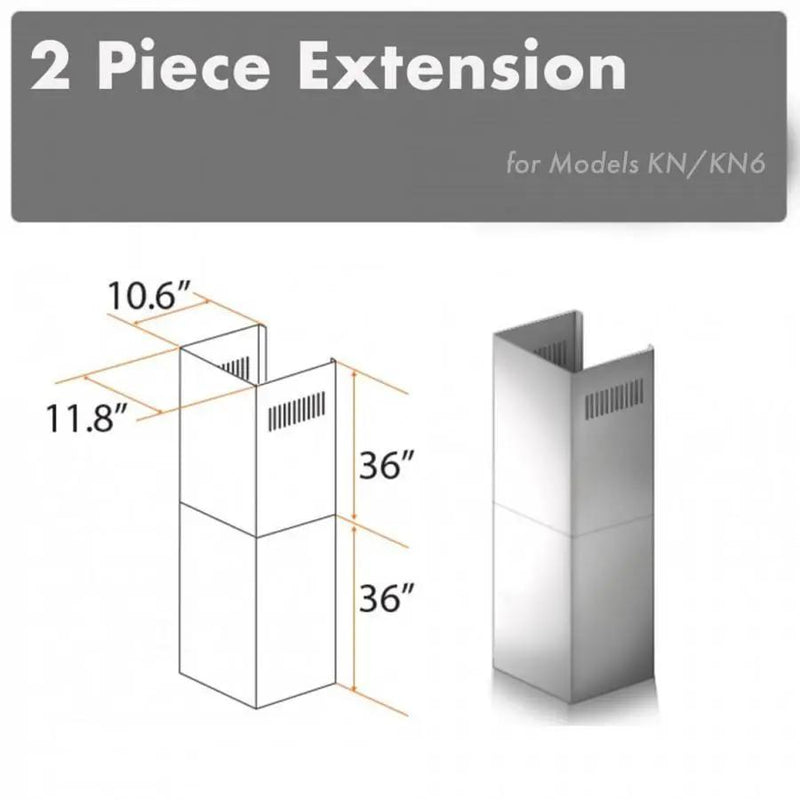ZLINE 2 Piece Chimney Extension for 12' Ceiling, 2PCEXT-KN by Farmhouse Kitchen and Bath