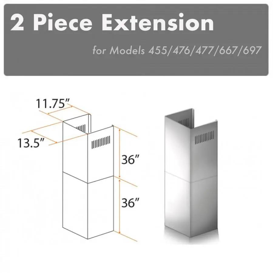 ZLINE 2 Piece Chimney Extension for 12'Ceiling,2PCEXT-455/476/477/667/697 by Farmhouse Kitchen and Bath