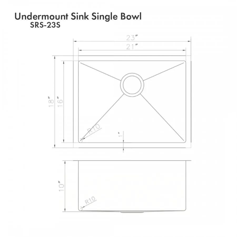 ZLINE 23" Undermount Single Bowl Sink DuraSnow Stainless Steel, SRS-23S by Farmhouse Kitchen and Bath