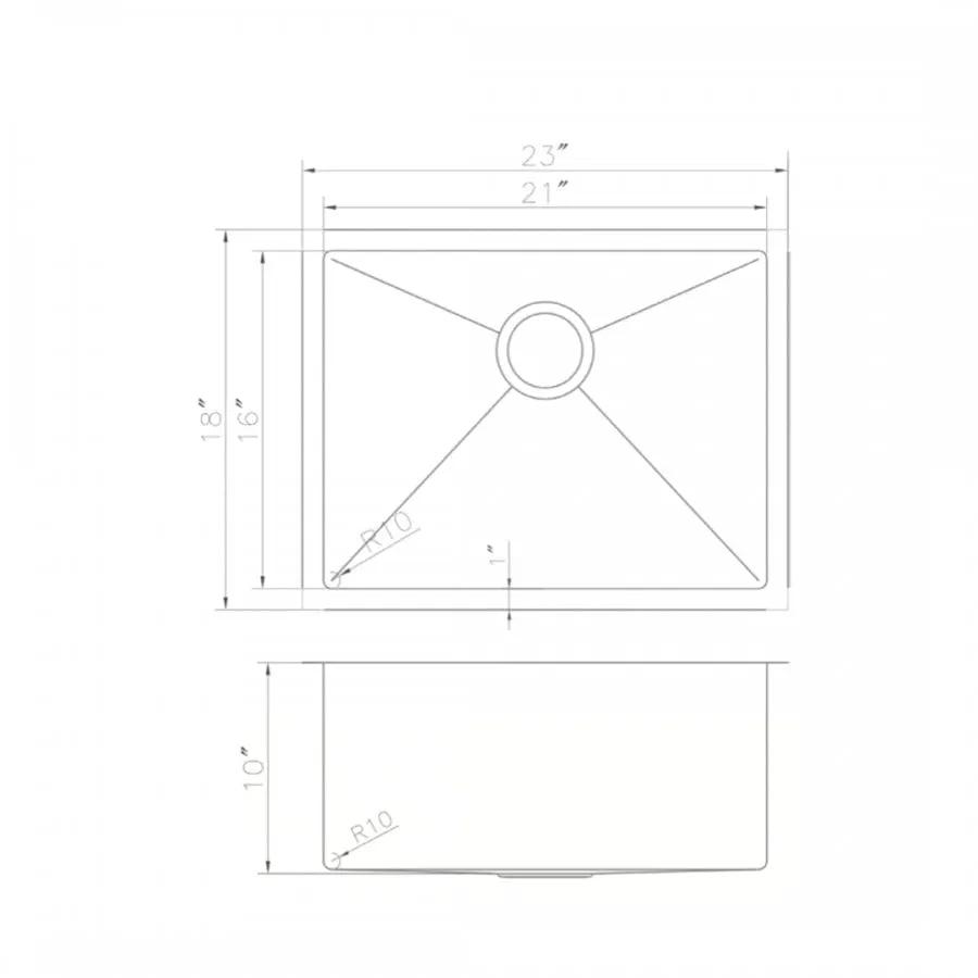 ZLINE 23" Undermount Single Bowl Sink in Stainless Steel, SRS-23 by Farmhouse Kitchen and Bath