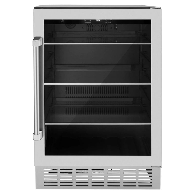 ZLINE 24" Autograph 154 Can Beverage Cooler Fridge with Adjustable Shelves in Stainless Steel with Champagne Bronze Accents RBVZ-US-24-CB by Farmhouse Kitchen and Bath