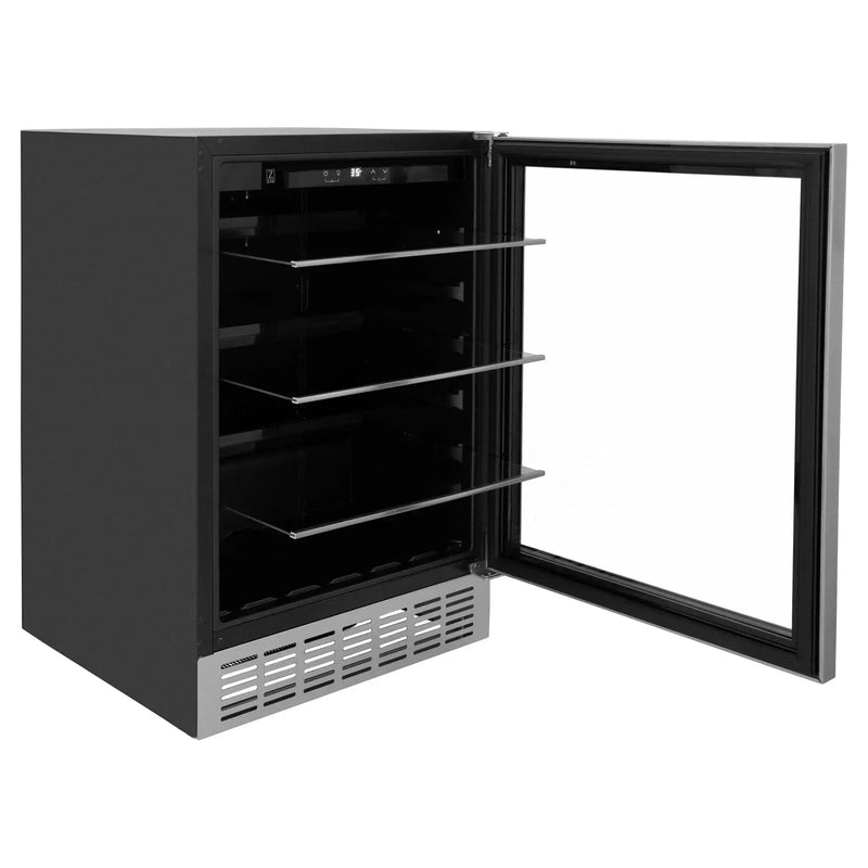 ZLINE 24" Autograph 154 Can Beverage Cooler Fridge with Adjustable Shelves in Stainless Steel with Champagne Bronze Accents RBVZ-US-24-CB by Farmhouse Kitchen and Bath