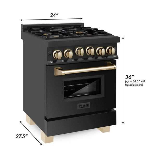 ZLINE 24" Autograph Addition Gas Range, Black stainless,RGBZ-24-G, photo 2 of 2