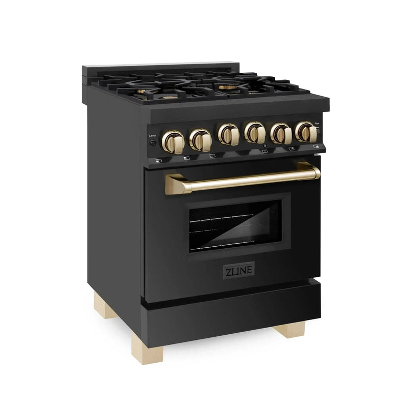 ZLINE 24" Autograph Addition Gas Range, Black stainless,RGBZ-24-G by Farmhouse Kitchen and Bath