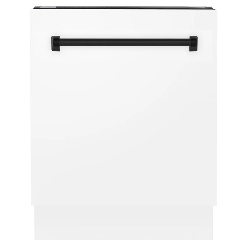 ZLINE 24" Autograph Dishwasher, White Door, Black Handle, DWVZ-WM-24-MB by Farmhouse Kitchen and Bath