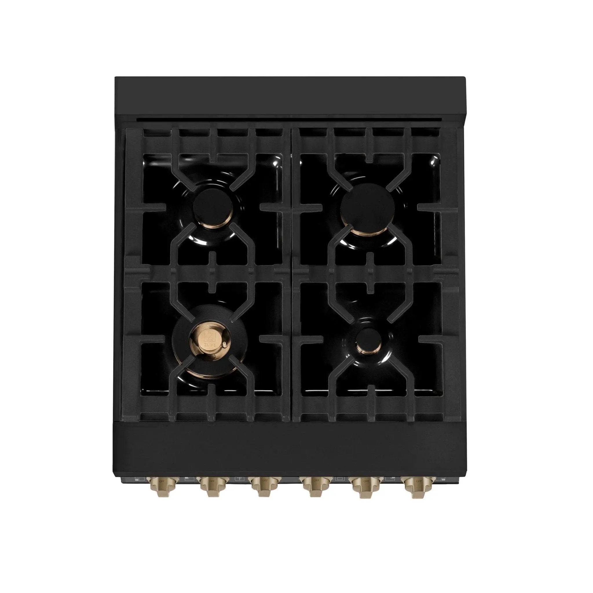 ZLINE 24" Autograph Dual Fuel Range Black Stainless, Bronze RABZ-24-CB by Farmhouse Kitchen and Bath