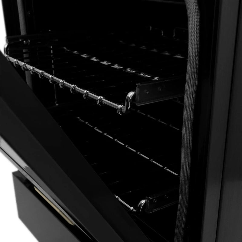 ZLINE 24" Autograph Dual Fuel Range Black Stainless, Bronze RABZ-24-CB by Farmhouse Kitchen and Bath