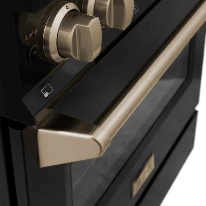 ZLINE 24" Autograph Dual Fuel Range, Black Stainless, RABZ-24-CB by Farmhouse Kitchen and Bath