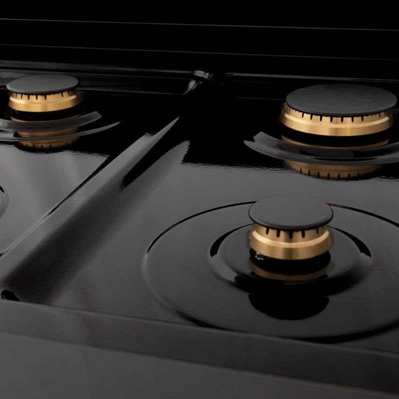 ZLINE 24" Autograph Dual Fuel Range, Black Stainless, RABZ-24-CB by Farmhouse Kitchen and Bath