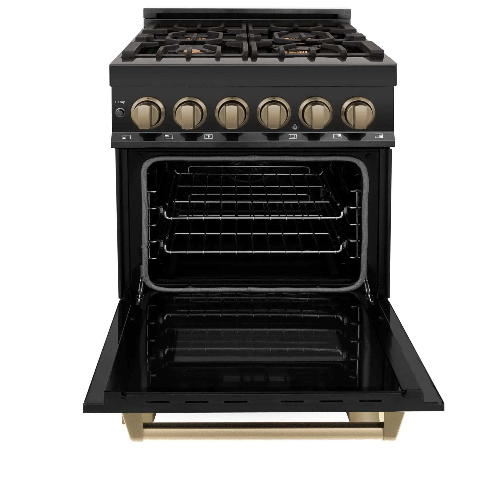ZLINE 24" Autograph Dual Fuel Range, Black Stainless, RABZ-24-CB by Farmhouse Kitchen and Bath