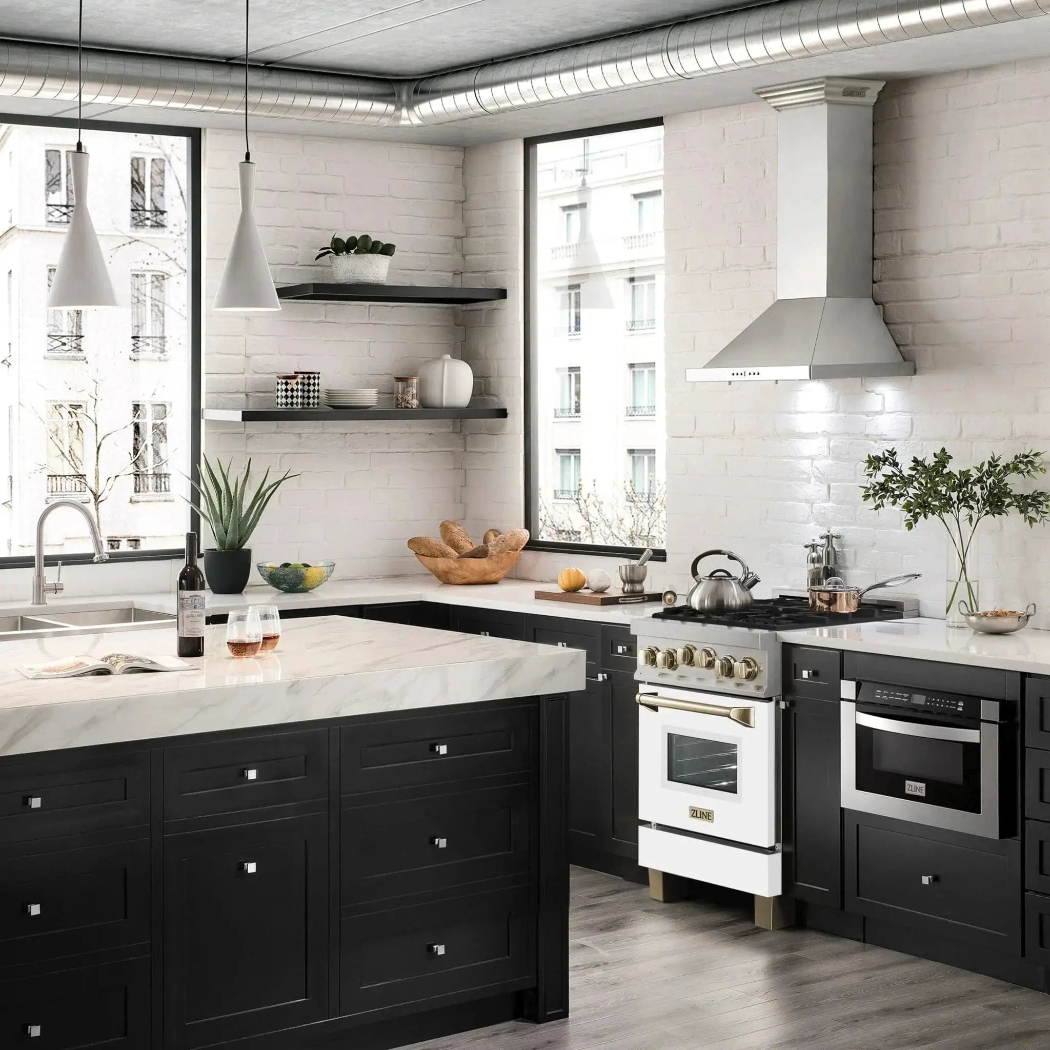 ZLINE 24" Autograph Gas Range, DuraSnow, White Door, RGSZ-WM-24-G by Farmhouse Kitchen and Bath