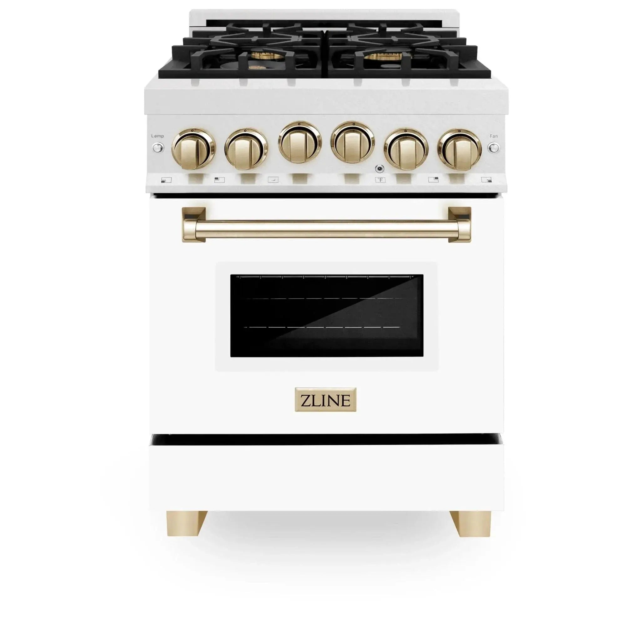 ZLINE 24" Autograph Gas Range, DuraSnow, White Door, RGSZ-WM-24-G by Farmhouse Kitchen and Bath