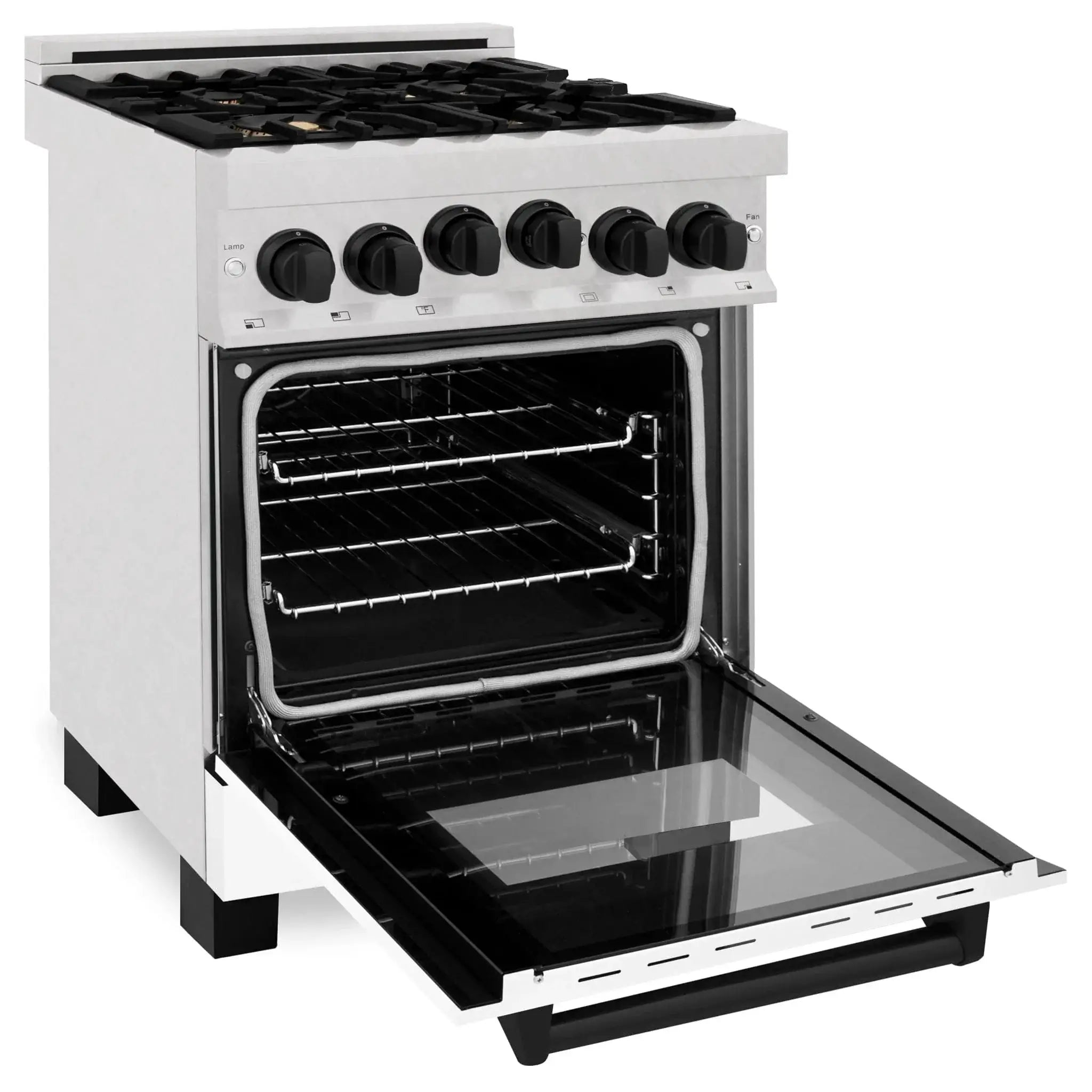 ZLINE 24" Autograph Gas Range, DuraSnow, White Door, RGSZ-WM-24-MB by Farmhouse Kitchen and Bath