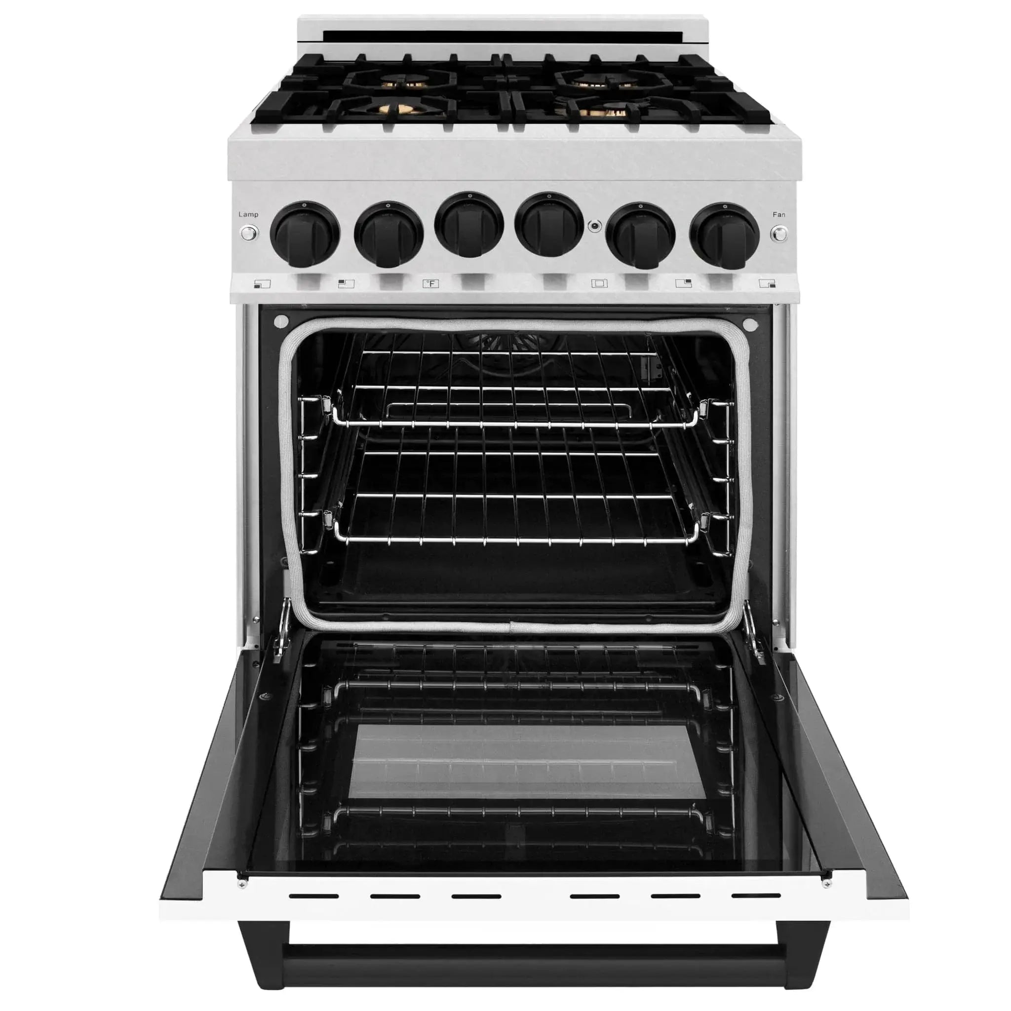 ZLINE 24" Autograph Gas Range, DuraSnow, White Door, RGSZ-WM-24-MB by Farmhouse Kitchen and Bath