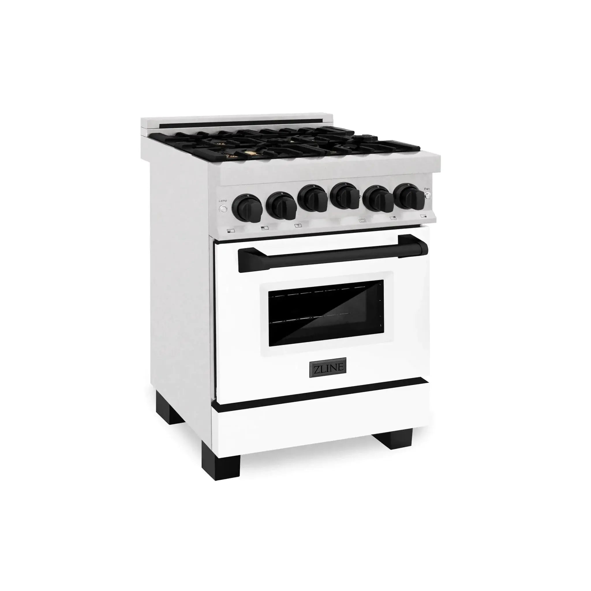 ZLINE 24" Autograph Gas Range, DuraSnow, White Door, RGSZ-WM-24-MB by Farmhouse Kitchen and Bath