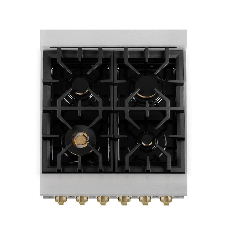 ZLINE 24" Autograph Gas Range Gas, DuraSnow, RGSZ-SN-24-CB by Farmhouse Kitchen and Bath