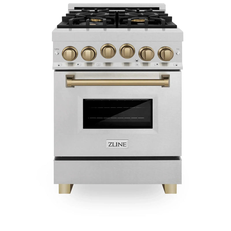 ZLINE 24" Autograph Gas Range Gas, DuraSnow, RGSZ-SN-24-CB by Farmhouse Kitchen and Bath