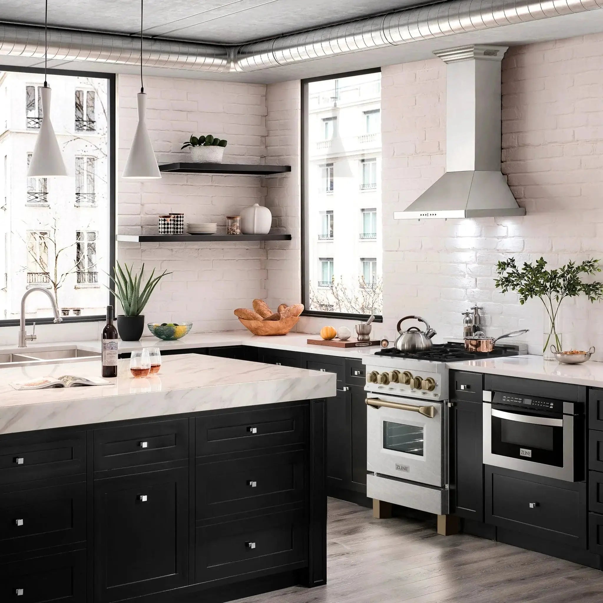 ZLINE 24" Autograph Gas Range Gas, DuraSnow, RGSZ-SN-24-CB by Farmhouse Kitchen and Bath