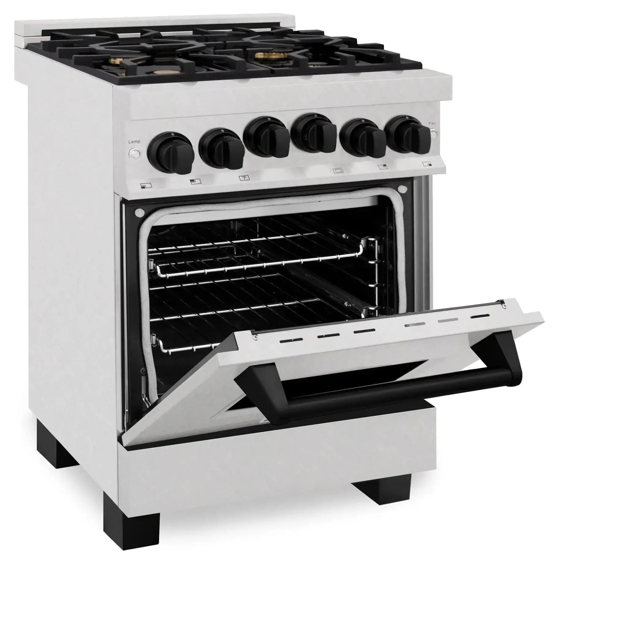 ZLINE 24" Autograph Gas Range Gas, DuraSnow, RGSZ-SN-24-MB by Farmhouse Kitchen and Bath