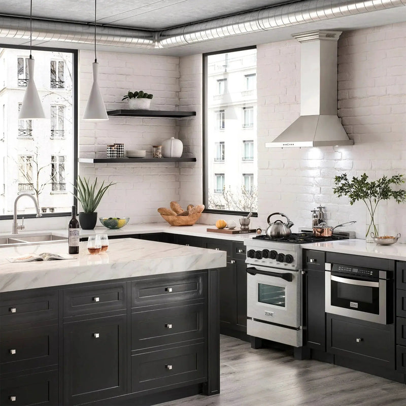 ZLINE 24" Autograph Gas Range Gas, DuraSnow, RGSZ-SN-24-MB by Farmhouse Kitchen and Bath