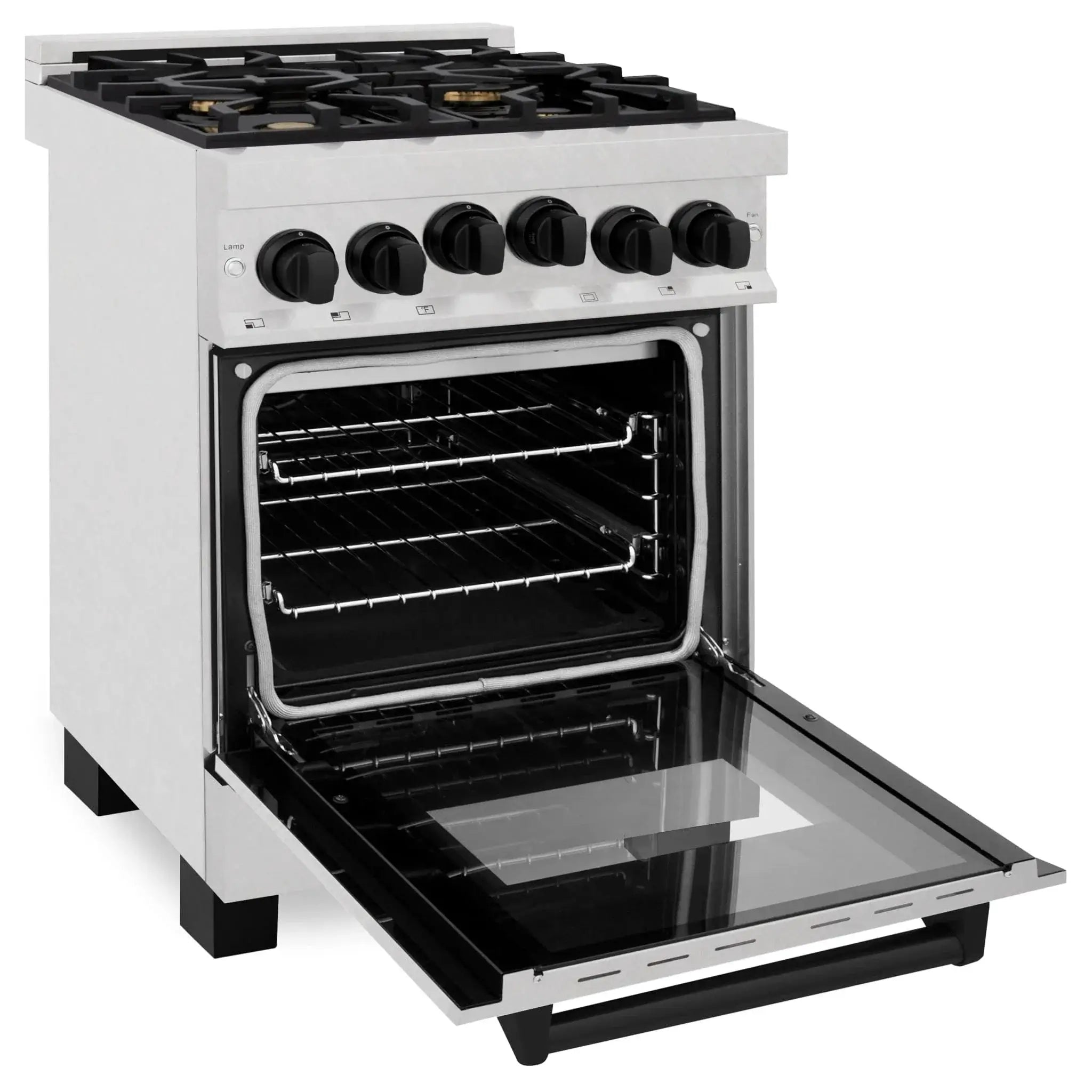 ZLINE 24" Autograph Gas Range Gas, DuraSnow, RGSZ-SN-24-MB by Farmhouse Kitchen and Bath