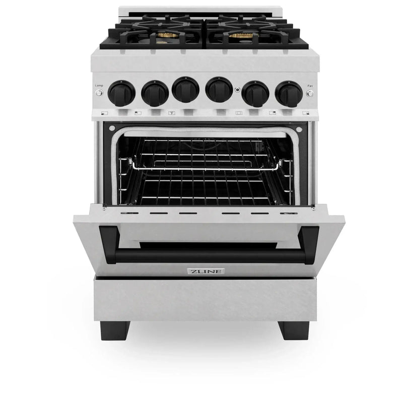 ZLINE 24" Autograph Gas Range Gas, DuraSnow, RGSZ-SN-24-MB by Farmhouse Kitchen and Bath