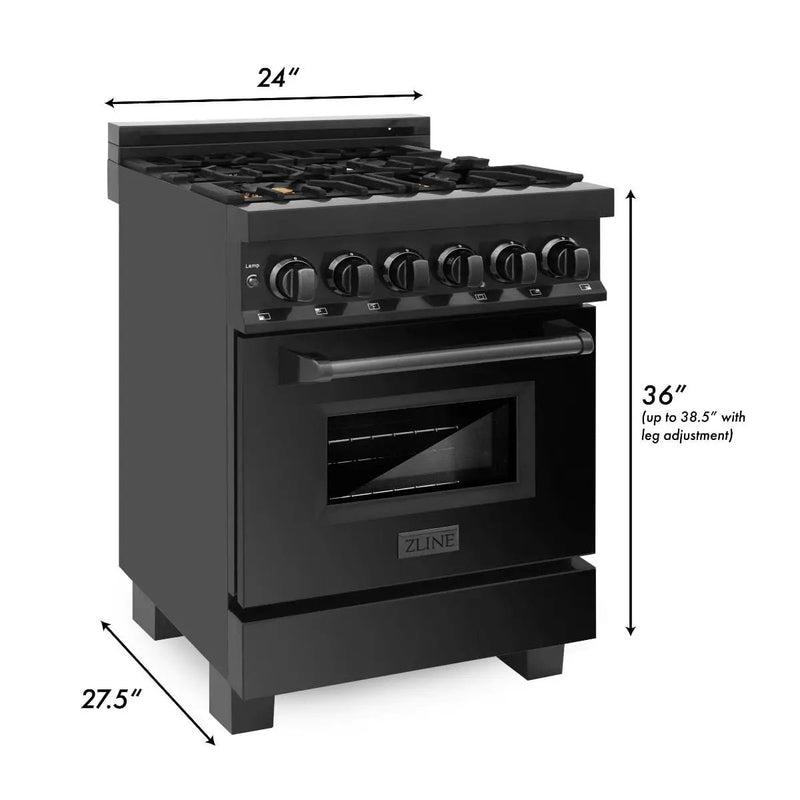 ZLINE 24" Black Stainless, Gas Brass Burner, Electric Range, RAB-BR-24 by Farmhouse Kitchen and Bath