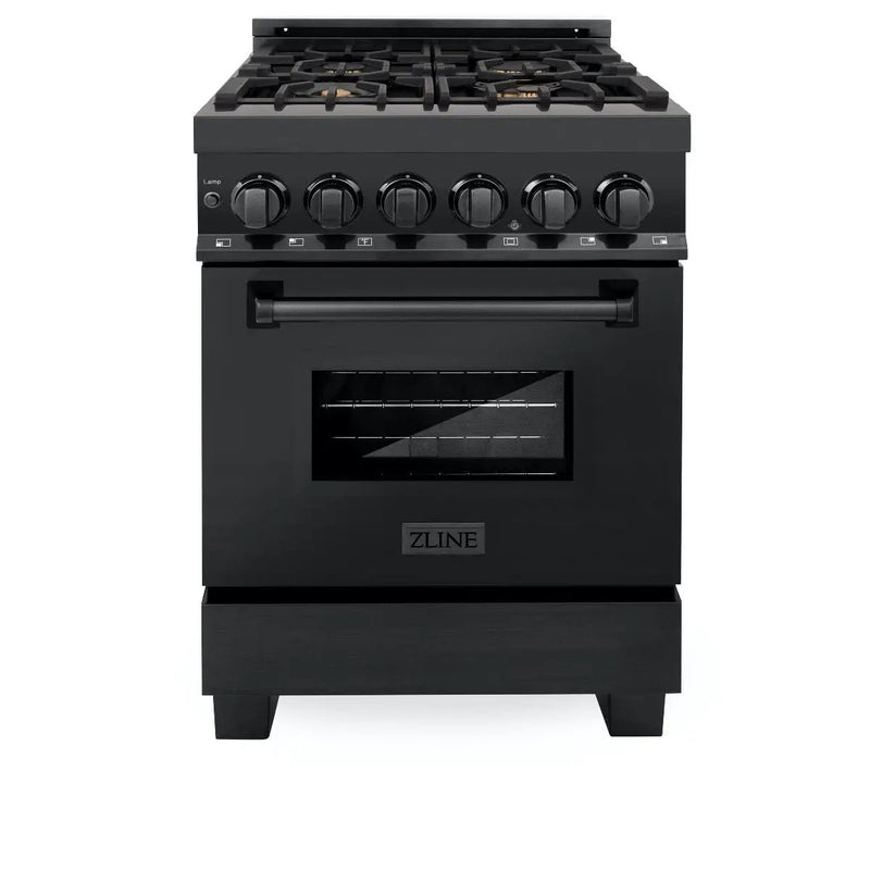 ZLINE 24" Black Stainless, Gas Brass Burner, Electric Range, RAB-BR-24 by Farmhouse Kitchen and Bath