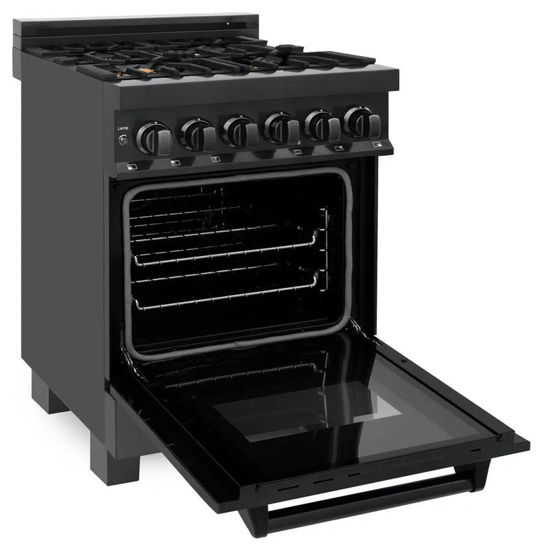 ZLINE 24" Black Stainless, Gas Brass Burner, Electric Range, RAB-BR-24 by Farmhouse Kitchen and Bath