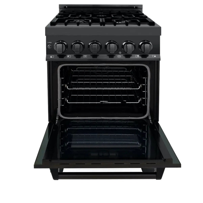ZLINE 24" Black Stainless, Gas Burner, Electric Oven Range, RAB-24 by Farmhouse Kitchen and Bath