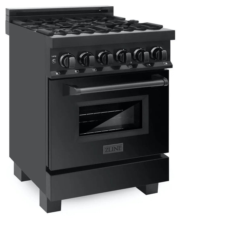 ZLINE 24" Black Stainless, Gas Burner, Electric Oven Range, RAB-24 by Farmhouse Kitchen and Bath