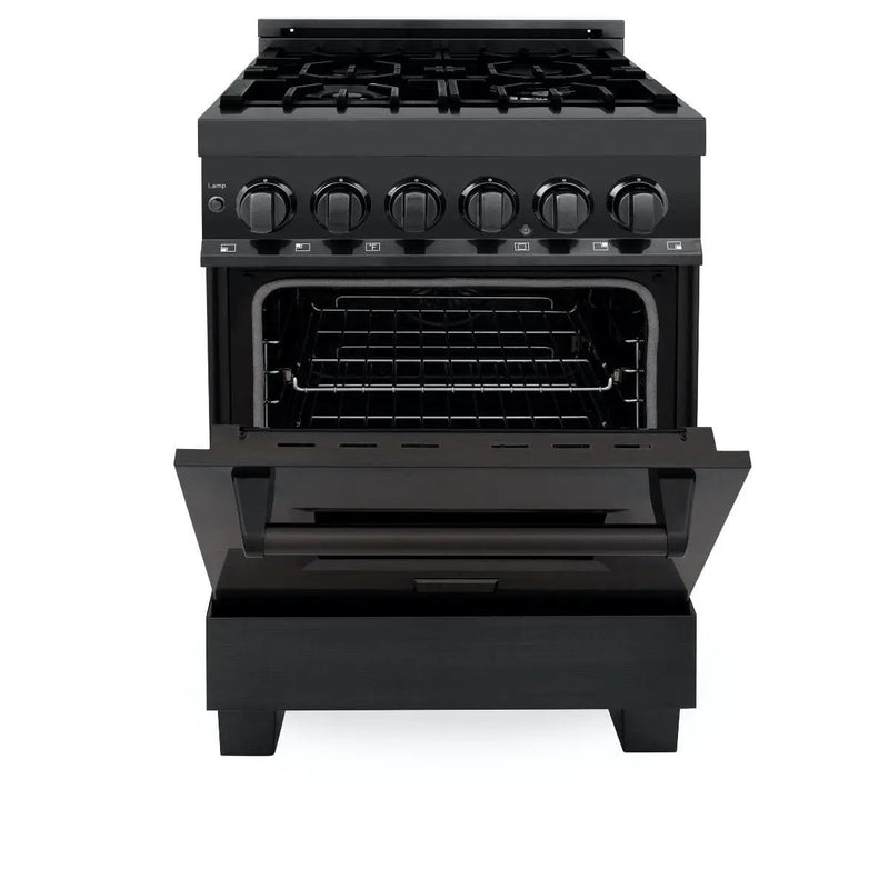 ZLINE 24" Black Stainless, Gas Burner, Electric Oven Range, RAB-24 by Farmhouse Kitchen and Bath