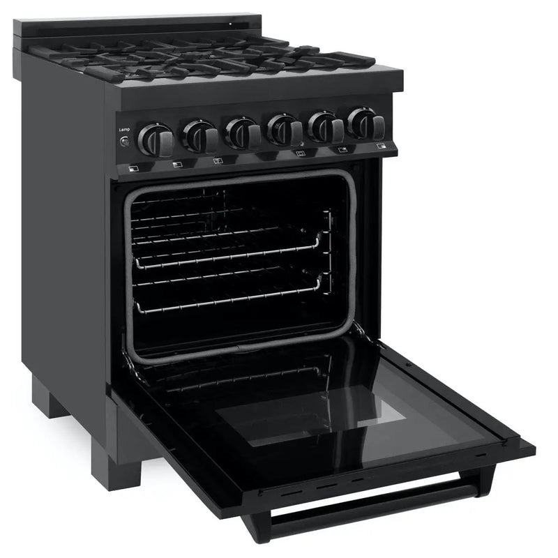 ZLINE 24" Black Stainless, Gas Burner, Electric Oven Range, RAB-24 by Farmhouse Kitchen and Bath