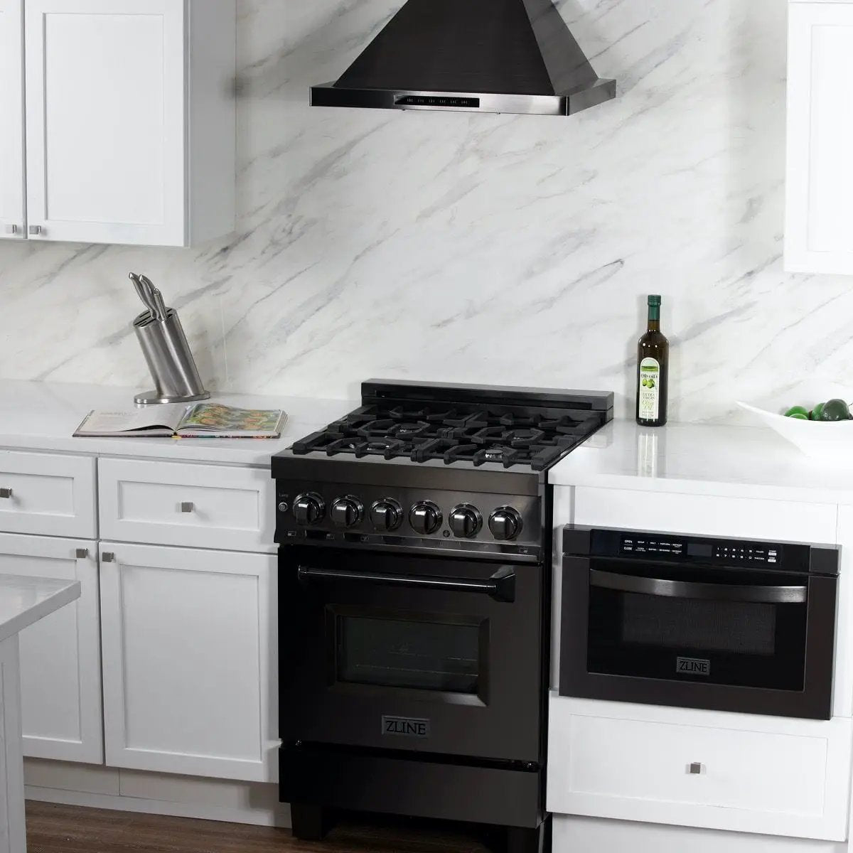ZLINE 24" Black Stainless, Gas Burner, Electric Oven Range, RAB-24 by Farmhouse Kitchen and Bath