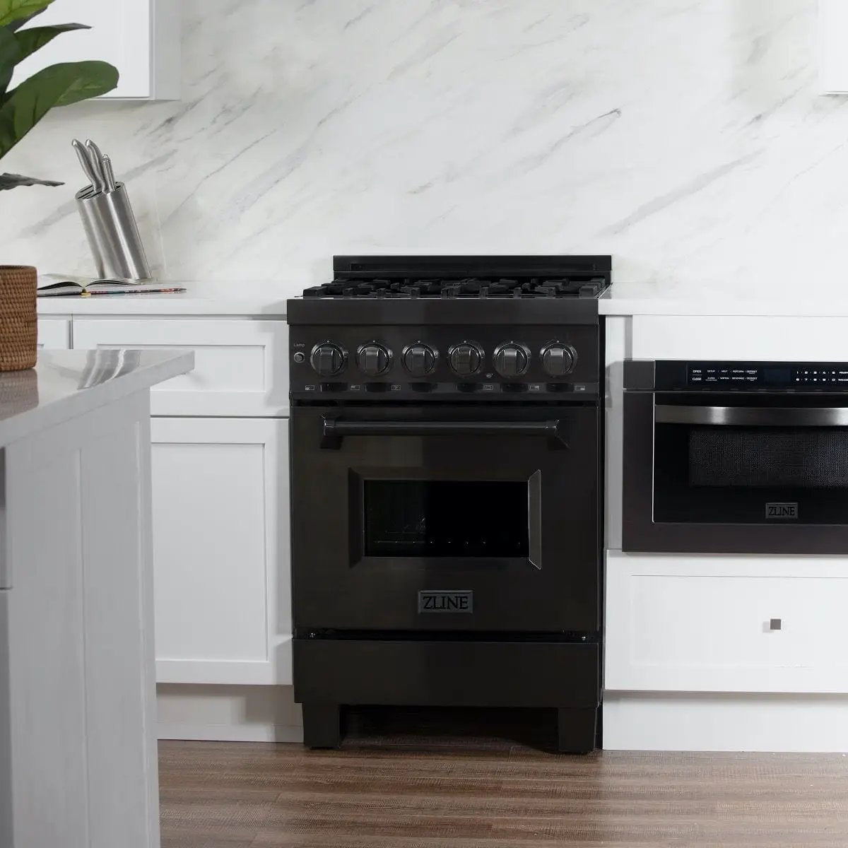 ZLINE 24" Black Stainless, Gas Burner, Electric Oven Range, RAB-24 by Farmhouse Kitchen and Bath