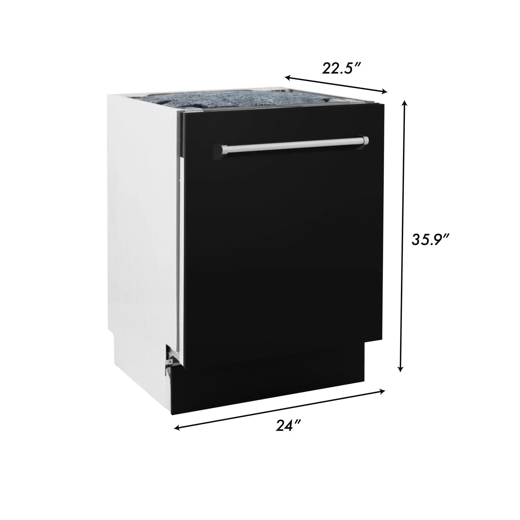 ZLINE 24" Dishwasher in Black Matte panel, Stainless Tub, DWV-BLM-24 by Farmhouse Kitchen and Bath