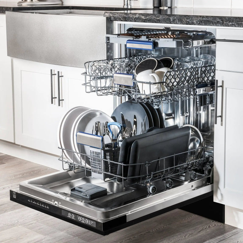 ZLINE 24" Dishwasher in Black Matte panel, Stainless Tub, DWV-BLM-24 by Farmhouse Kitchen and Bath